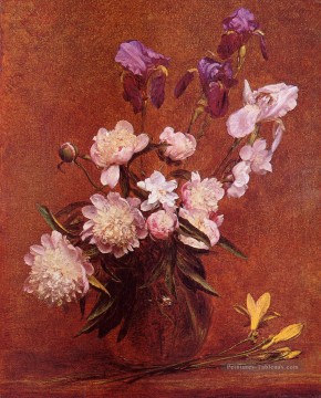 Bouquet de Pivoines et Iris peintre de fleurs Henri Fantin Latour Peinture à l'huile